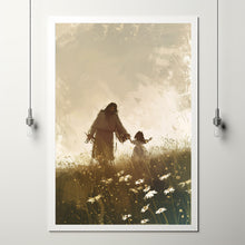 Life With Him, Jesus Christ and Little Girl Walking , Jesus Carrying Girl, Christian Wall Art, Bible Art, Faithful Art, Jesus Painting 1