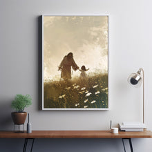 Life With Him, Jesus Christ and Little Girl Walking , Jesus Carrying Girl, Christian Wall Art, Bible Art, Faithful Art, Jesus Painting 1