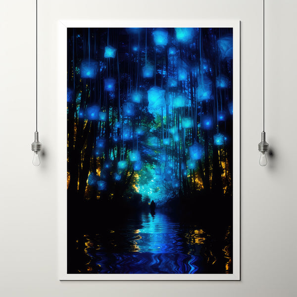 Mystical Dark Forest Poster - Enigmatic Woodland Scene Art Print for Atmospheric Home Decor