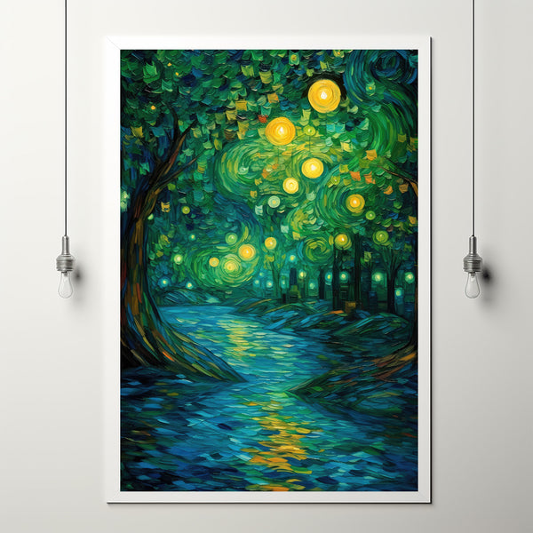 Mystical Forest Poster - Vibrant Impressionist Art Print for Enchanting Home Decor