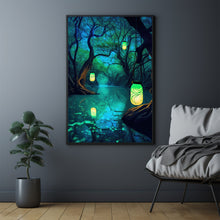 Mystical Dark Forest Poster - Enigmatic Woodland Scene Art Print for Atmospheric Home Decor