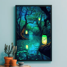 Mystical Dark Forest Poster - Enigmatic Woodland Scene Art Print for Atmospheric Home Decor