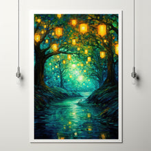 Enchanted Mystical Forest Poster - Oil Painting Style Art Print for Magical and Tranquil Home Decor