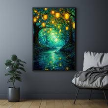 Enchanted Mystical Forest Poster - Oil Painting Style Art Print for Magical and Tranquil Home Decor