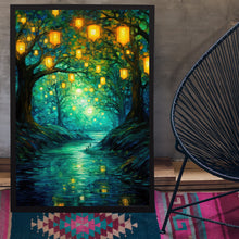 Enchanted Mystical Forest Poster - Oil Painting Style Art Print for Magical and Tranquil Home Decor