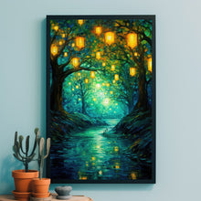 Enchanted Mystical Forest Poster - Oil Painting Style Art Print for Magical and Tranquil Home Decor