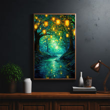 Enchanted Mystical Forest Poster - Oil Painting Style Art Print for Magical and Tranquil Home Decor