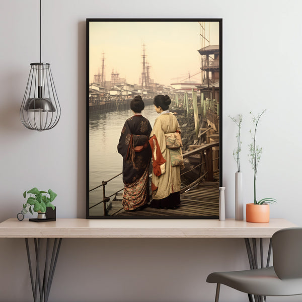 Authentic Kimono Art Print - Classic Japanese Women in Traditional Kimono Poster | Cultural Japan Wall Art for Home Decor