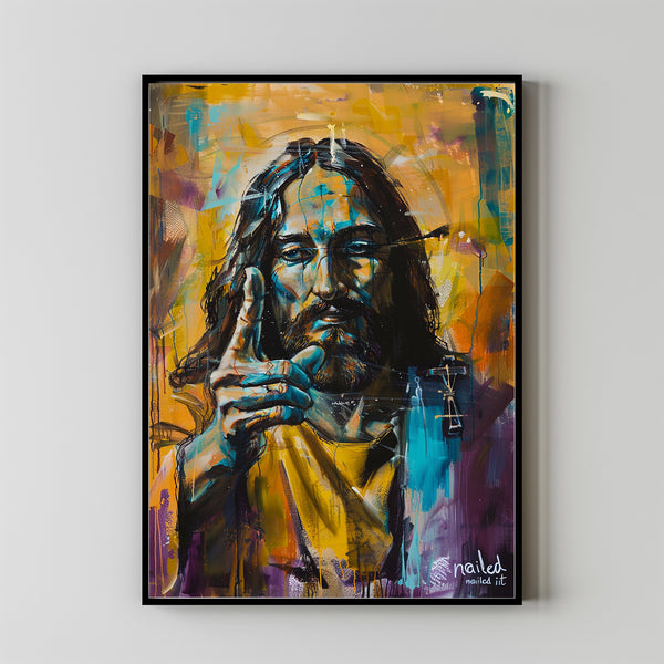 Jesus Nailed It Poster, Wall Art Gift Trendy Living Room Home Decor Framed Canvas Christian Nursery Decor