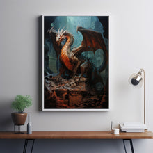 Legendary Powerful Bronze Dragon Poster - Majestic Beast in Lair of Ancients, Mythical Fantasy Art for Enthusiasts