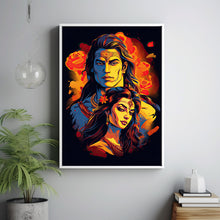 Lord Shiva & Parvati Poster - Divine Light in Mystic Painting, Spiritual Sacred Art for Home Wall Decor, Hindu God Imagery