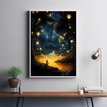 The Dancing Fireflies Poster - Enchanting Mystical Magical Forest Scene, Dreamy Nature-Inspired Wall Art for Home Decor