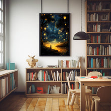 The Dancing Fireflies Poster - Enchanting Mystical Magical Forest Scene, Dreamy Nature-Inspired Wall Art for Home Decor