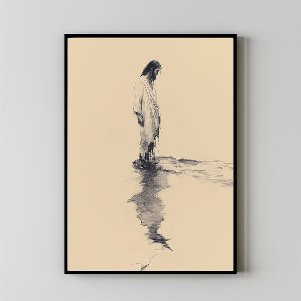 Jesus Christ Walking on Water, Christian Art, Poster Jesus Portrait, I Will Walk With Christ Poster, Jesus Oil Painting, Bible Verse Wall Art 11
