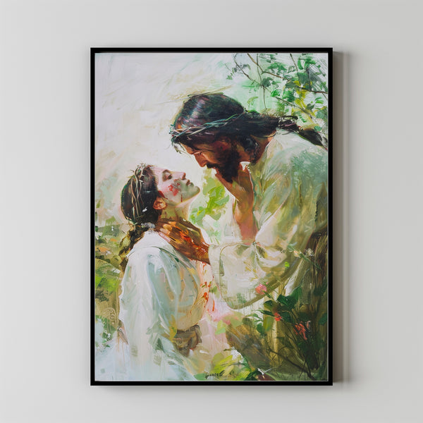 Healing Embrace, Jesus Hugging Girl, Jesus and Woman Art, Christian Painting, Modern Christian Art, Bible Verse Wall Art, Jesus Painting 8