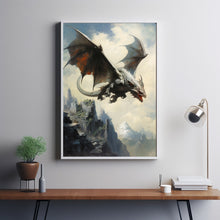 Majestic Dragon in Flight Poster - Soaring Fantasy Dragon Art, Epic Mythical Creature Wall Decor for Fantasy Lovers