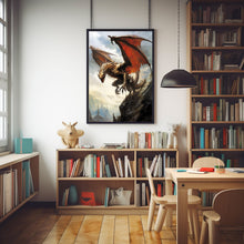 Legendary Powerful Bronze Dragon Poster - Majestic Beast in Lair of Ancients, Mythical Fantasy Art for Home Decor