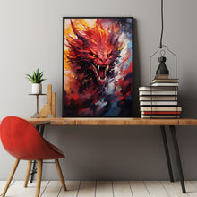 Red Dragon Wall Art - Red Dragon Poster - Fantasy Art Poster - Framed Art Print - Gift for Gamer