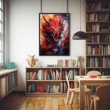 Red Dragon Wall Art - Red Dragon Poster - Fantasy Art Poster - Framed Art Print - Gift for Gamer