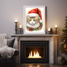 Cat in Santa Hat Poster - Perfect for Festive Holiday Decor