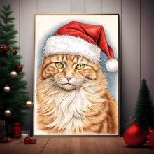 Adorable Cat in Santa Hat Poster - Perfect for Festive Holiday Decor