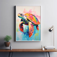 Minimalist Colorful Turtle Poster - Simple Yet Vibrant Turtle Painting, Perfect for Modern and Nature-Inspired Decor