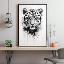 Fierce Majesty: Black and White Tiger Roaring Wall Art Poster | Spiritual Tiger Poster | Perfect Gift for Him