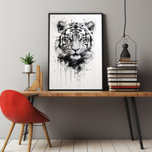 Fierce Majesty: Black and White Tiger Roaring Wall Art Poster | Spiritual Tiger Poster | Perfect Gift for Him