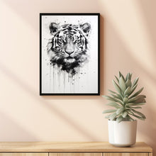 Fierce Majesty: Black and White Tiger Roaring Wall Art Poster | Spiritual Tiger Poster | Perfect Gift for Him