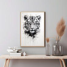 Fierce Majesty: Black and White Tiger Roaring Wall Art Poster | Spiritual Tiger Poster | Perfect Gift for Him