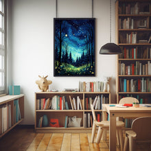 Van Gogh Inspired Spiritual Forest Starry Night Poster - Unique Metallic Art Print for Home Decor, Perfect Artistic Gift