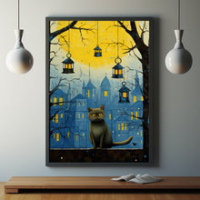 The Cat Watching the Birds Oil Painting Poster | Charming Cat Wall Art | Perfect Gift for Cat Lovers and Her