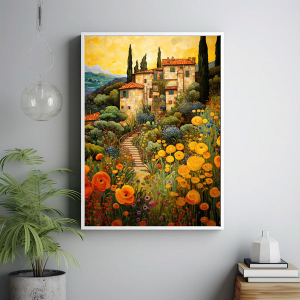 Tuscany Vineyard Italian Poster - Boho Contemporary Wall Art - Housewarming Gift - Acrylic Airbnb Italy Wine Country Wall Decor - Beautiful Landscape