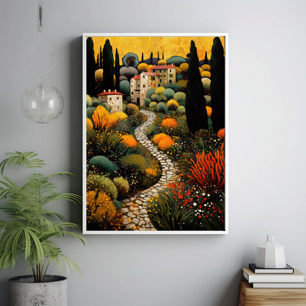 Tuscan Hills Landscape - Majestic Villa Amidst Vineyards | Framed Poster | Tuscan Countryside | Artful Countryside | Free Shipping